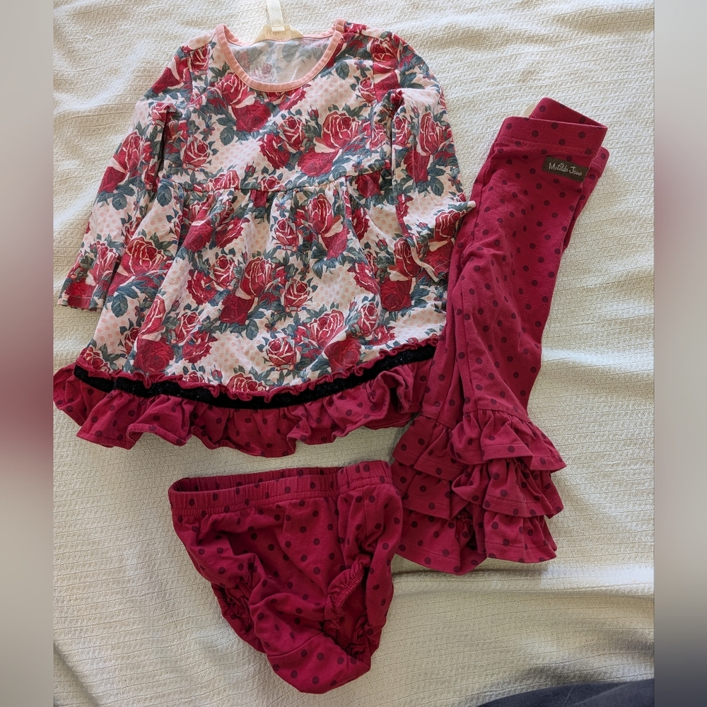 Matilda Jane Kensley red velvet matching Set